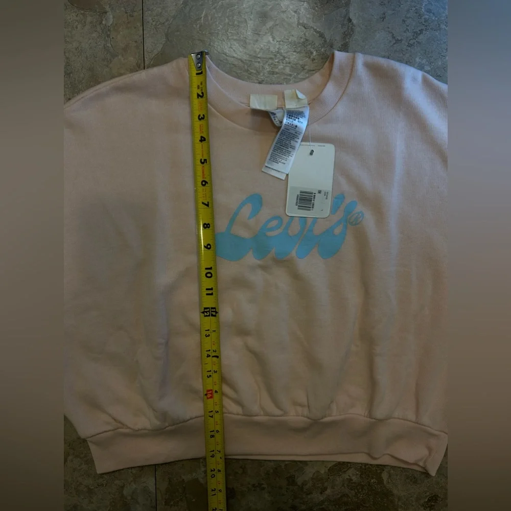 🍁NWT Peach and Blue Levi’s Cropped Sweatshirt - Picture 13 of 15